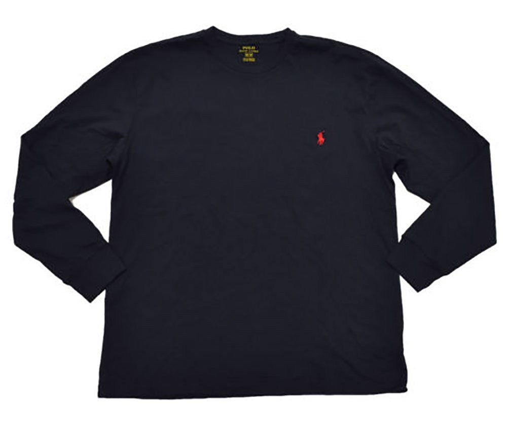 Polo Ralph Lauren Men's Crew Neck Long Sleeve Tee, Navy / Red Pony, XX-Large