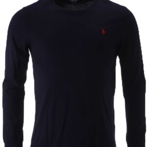 Polo Ralph Lauren Men's Crew Neck Long Sleeve Tee, Navy / Red Pony, XX-Large