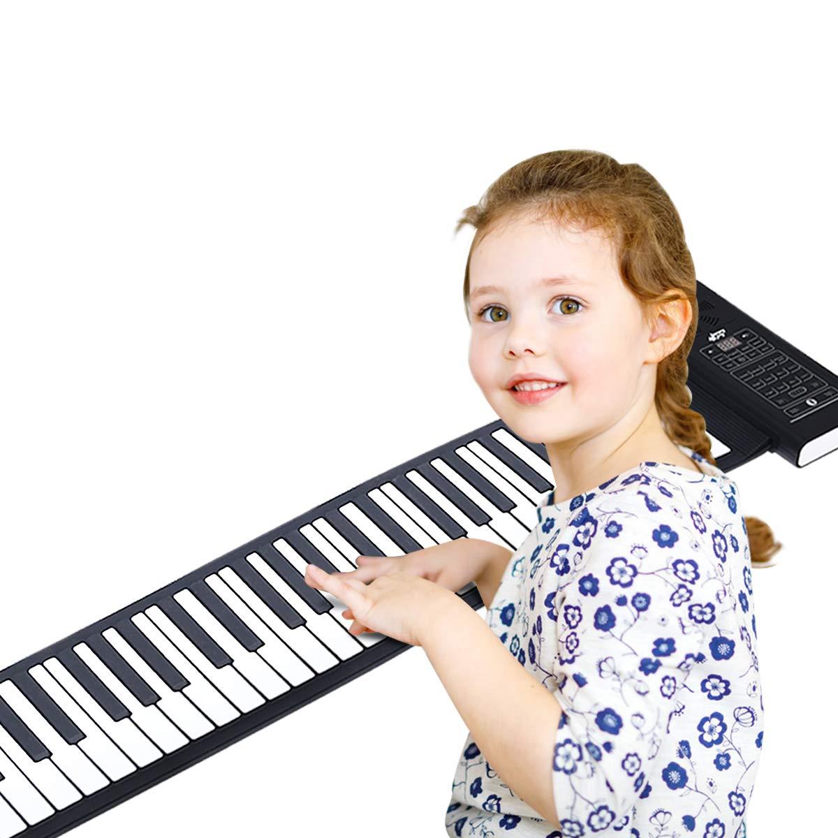 BABY JOY 88 Keys Roll Up Piano, Upgraded Electronic Piano Keyboard, Portable Piano w/Bluetooth, MP3 Headphone USB Input, MIDI OUT, 128 Rhythms, Record, Play, Volume Control (Black, 88Keys)