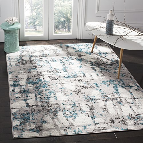 SAFAVIEH Skyler Collection Area Rug - 8' x 10', Grey & Blue, Modern Abstract Design, Non-Shedding & Easy Care, Ideal for High Traffic Areas in Living Room, Bedroom (SKY193B)