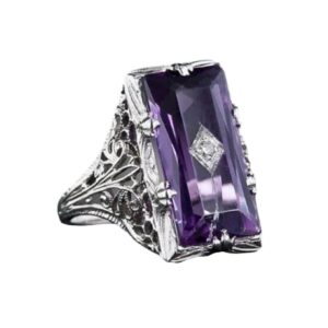 yuren 925 silver large amethyst gem band ring wedding proposed women jewelry size 6-10 (us code 10)