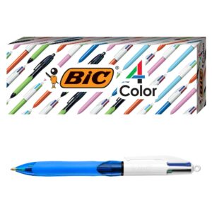 bic 4-color grip retractable ball pen, assorted, 3 pack