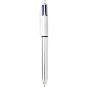 BIC 4-Color Shine Ballpoint Pen, Silver Barrel, Medium Point (1.0mm), Assorted Inks, 3-Count