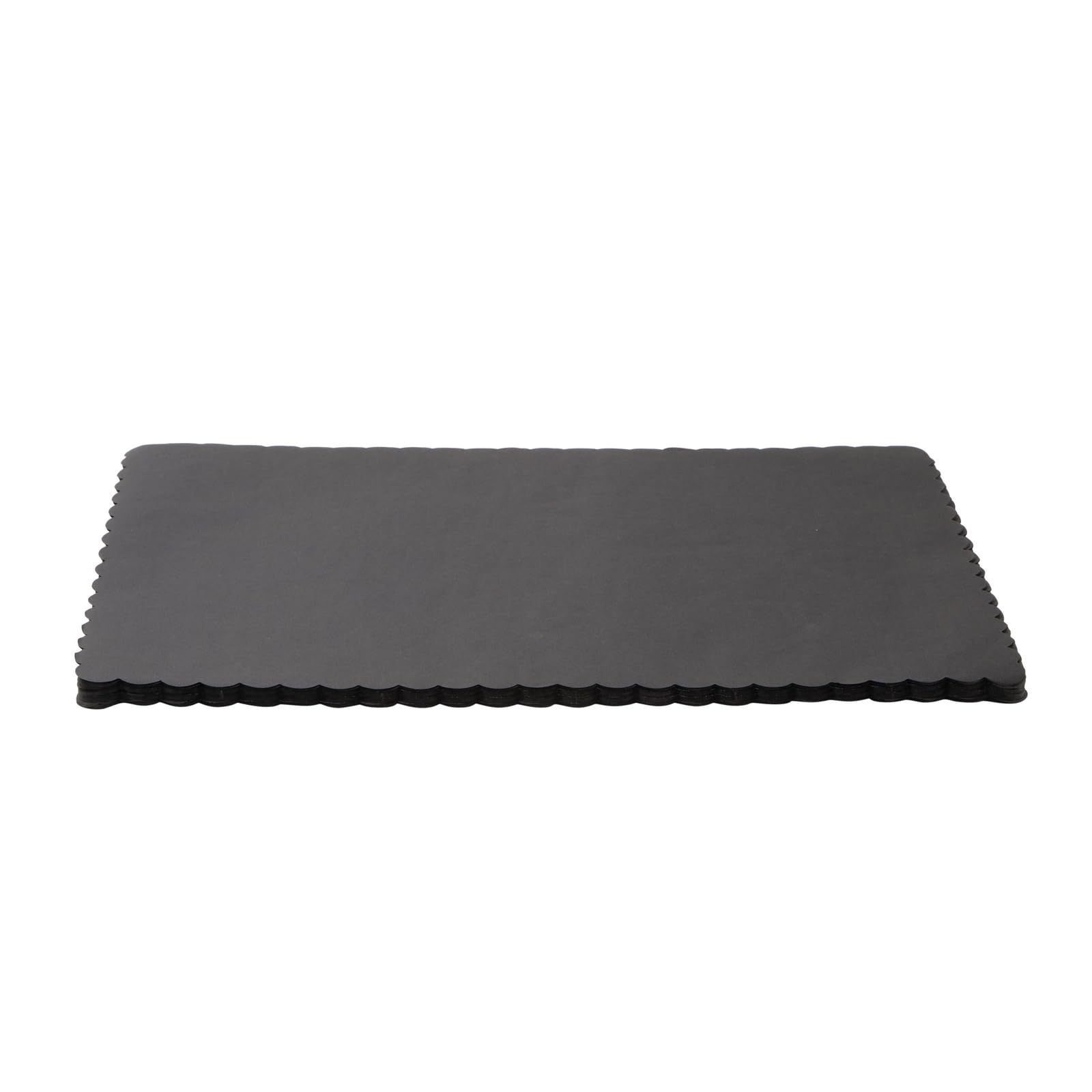 100-Pack Paper Placemats - Black Bulk Disposable Placemats, Colored Tabletop Mats with Wavy Scalloped Edge, Birthday Party Supplies, Graduation, Black Party Decoration, 14 x 10 Inches