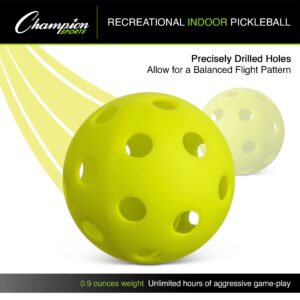 Champion Sports Pickleball Balls: Official Size Recreational and Tournament Pickleballs - Yellow Pickleball Ball Set for Outdoor and Indoor Courts - 6 Count (Pack of 1)