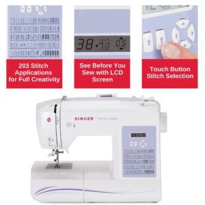 singer | 5560 computerized sewing machine with included accessory kit, hard cover & extension table, 203 stitch applications - perfect for beginners