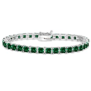 b. brilliant sterling silver simulated emerald 4mm princess-cut square classic tennis bracelet