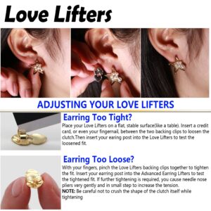 Earring Backs for Droopy Ears 3 Pairs Earring Lifters Backs Earrings Backings 18k Gold Plated Rose Gold Plated Earring Backs for Droopy Ears Ear Lifting Earing Backs Earring Backs for Heavy Earring