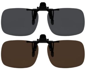 clip on sunglasses polarized sunglasses to clip onto eyeglasses flip up for men and women set of smoke and brown