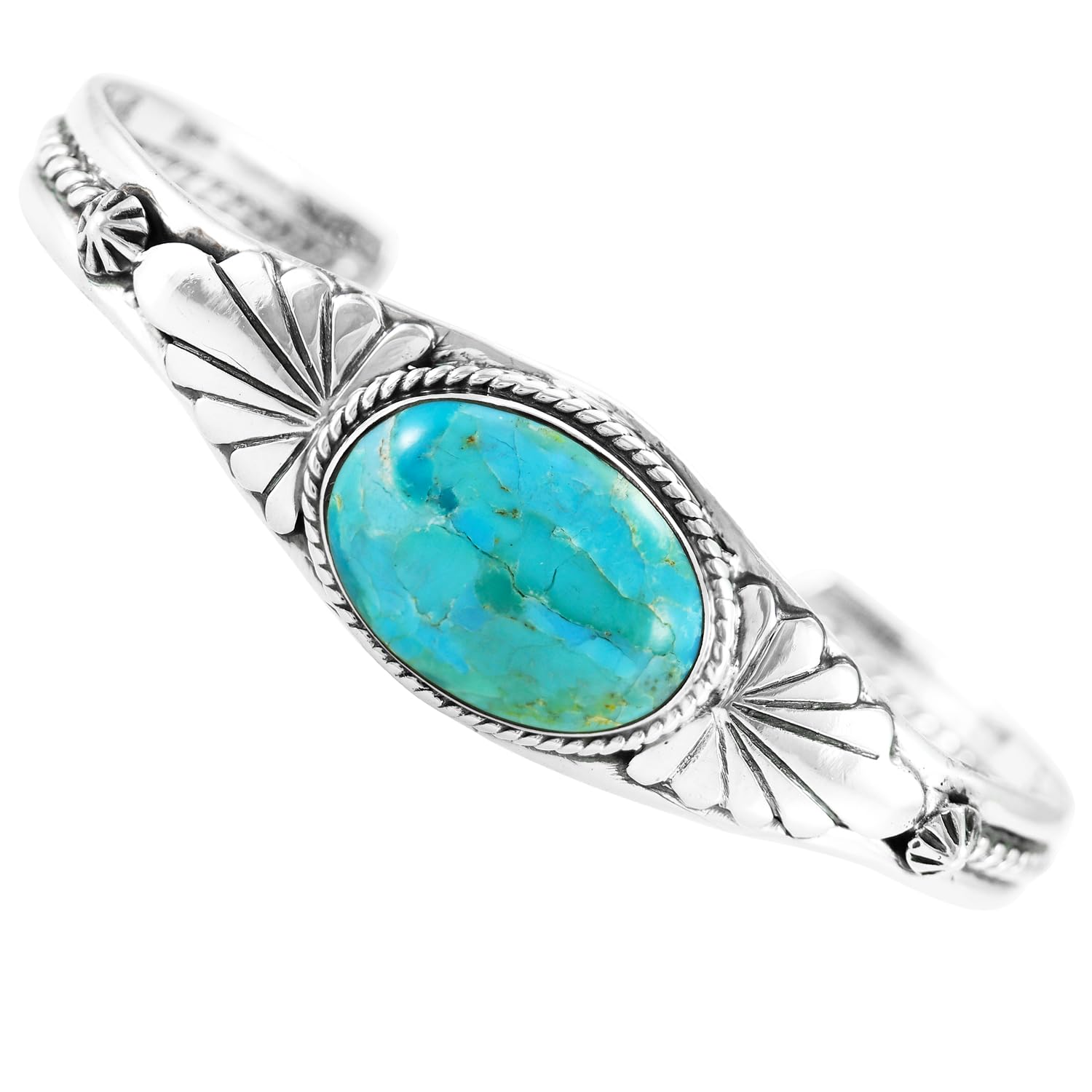 Turquoise Bracelet Sterling Silver 925 Genuine Turquoise (Turquoise)