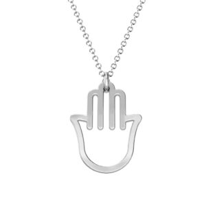 Sterling Silver Hamsa Cutout Necklace by JEWLR