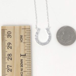 Dote Lucky Horseshoe Pendant Genuine .925 Sterling Silver Hammered Necklace 16-18 Adjustable Chain (Hammered)