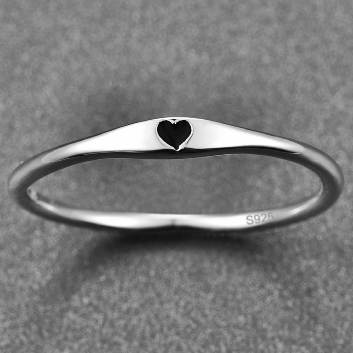 AVECON 925 Sterling Silver Simple Carve Heart Wedding Band Stackable Promise Ring for Her Size 10