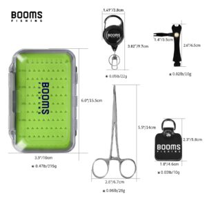 Booms Fishing FF2 Fly Fishing Accessories and Tools Kit, 5 in 1 Fly Fishing Gear Combo: Fly Fishing Forceps, Fly Fishing Nipper, Fly Fishing Leader Straightener, Zinger Retractor, Two-sided Fly Box