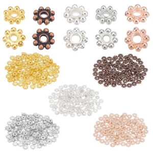 PH PandaHall 500pcs 5mm Flower Spacer Beads 5 Colors Tibetan Alloy Daisy Metal Spacers Mini Snowflake Loose Beads Craft Jeweley Beads for Bracelet Necklace Earring Jewelry Making