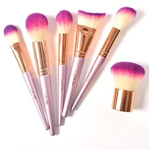 JAF 26pcs Makeup Brush Set Professional Kabuki Full Face Contour Brush Set Pink Complete Vegan Brush Kit, Soft Make Pretty Cute Rose Gold Cosmetic brush Purple