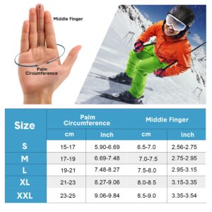 EXski Ski Mittens for Men, Waterproof Warm 3M Thinsulate Winter Snowboard Mitts with Wrist Leashes