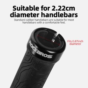 ROCKBROS Bike Handlebar Grips Double Lock-on Bicycle Handle Bar Grips Non-Slip Rubber Hand Grip for Road Urban Foldable Bike MTB BMX Scooter Black