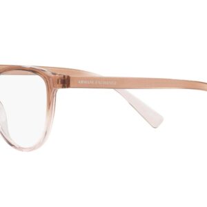 A|X ARMANI EXCHANGE Women's AX3053 Square Prescription Eyeglass Frames, Transparent Tundra/Rose/Demo Lens, 53 mm