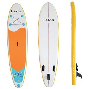 fitmax cloudsurfer 9'6" inflatable stand up paddle board extra wide design with triple bottom fins