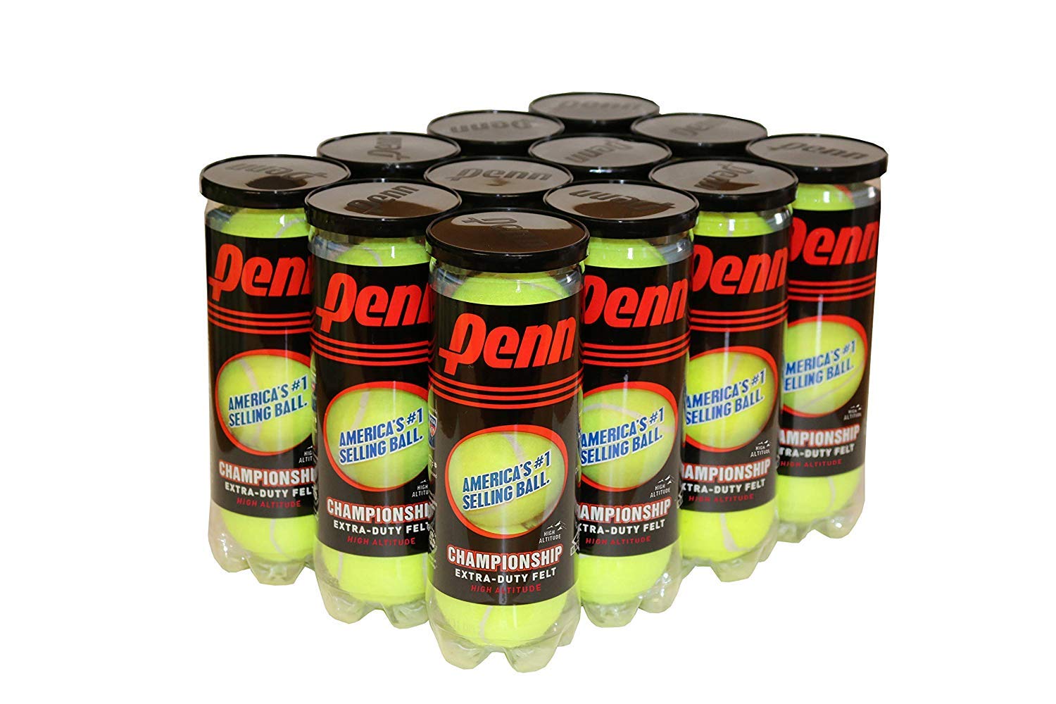 Penn Championship High Altitude Head Tennis Balls – 12 Pack 36 Balls Yellow - USTA & ITF Approved - Official Ball of The United States Tennis Association Leagues - Natural Rubber for consistent Play