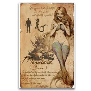 mermaid art print, american folklore cryptid bestiary art