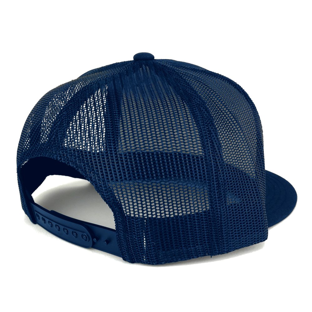 Trendy Apparel Shop Cuba Flag 5 Panel Flatbill Trucker Mesh Snapback Cap - NAVY