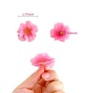 HOKPA Artificial Silk Cherry Blossom Flower Heads, Fake Fabric Sakura Floral Head Decor for Bridal Hair Clips Headbands Dress DIY Accessories Wedding Party Supply Table Decorative (100pcs Pink)