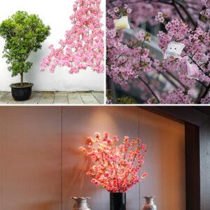 HOKPA Artificial Silk Cherry Blossom Flower Heads, Fake Fabric Sakura Floral Head Decor for Bridal Hair Clips Headbands Dress DIY Accessories Wedding Party Supply Table Decorative (100pcs Pink)