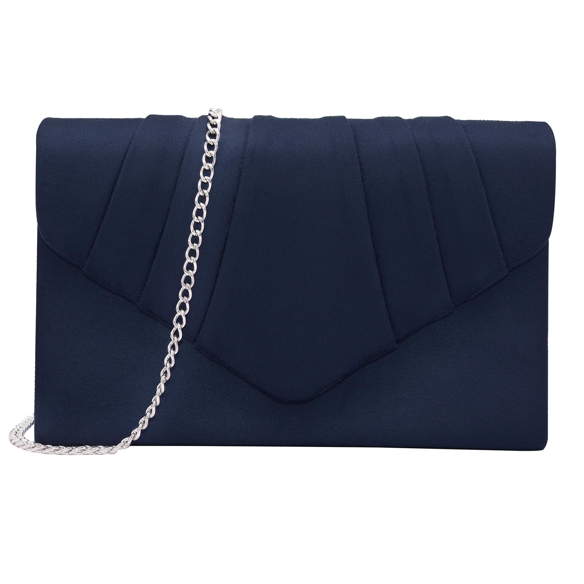 Milisente Clutch Purses For Women Suede Pleated Evening Bag Bridal Evening Clutch Bag (Navy)