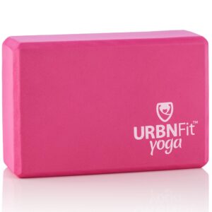 URBNFit Yoga Block - Moisture Resistant High Density EVA Foam Block - Improve Balance and Flexibility Perfect for Home or Gym - Free PDF Workout Guide (1 PC, Pink)