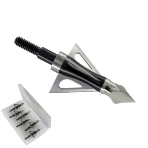 maifield archery broadheads 100 grain bowhunting arrow head 3 fixed blades 6 pack for small game crossbows and compound bow arrows (black, pack of 6)