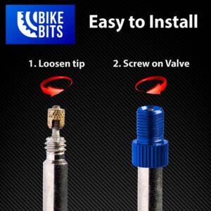 Bike Bits Presta Valve Adapter - Convert Presta to Schrader - French/UK to US - Inflate Tire Using Standard Pump or Air Compressor (5 Pack) (Sky Blue)