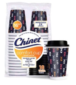 chinet comfort-cup 108 count double-wall hot cups & lids, 16 ounce