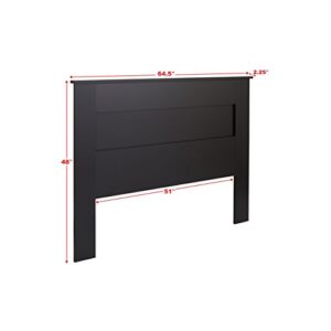 Prepac Stylish Flat Wood Panel Headboard for Queen Size Beds, Simplistic Wooden Queen Headboard 2.25" D x 64.5" W x 48" H, Black, BHFQ-1301-1