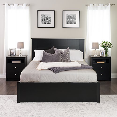 Prepac Stylish Flat Wood Panel Headboard for Queen Size Beds, Simplistic Wooden Queen Headboard 2.25" D x 64.5" W x 48" H, Black, BHFQ-1301-1