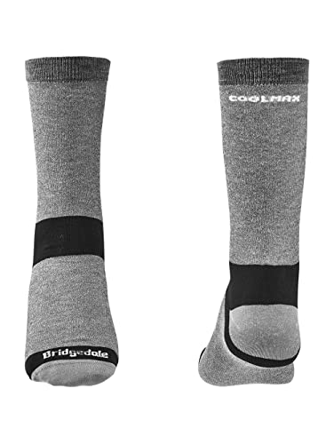 Bridgedale Men's Coolmax Base Layer Liner Socks - 2 Pack, Grey, X-Large