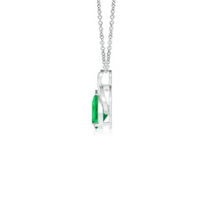 Angara Natural Emerald Solitaire Pendant Necklace for Women in 14K White Gold 18 Inch Chain (Grade-AAA | Size-6x4mm) | May Birthstone | Jewelry Gift for Women | Birthday | Wedding | Anniversary