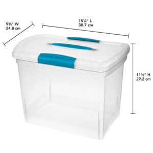 Sterilite Large Nesting ShowOffs, Stackable Small Storage Bin with Latching Lid and Handle, Plastic Container to Organize Office Files, Clear, 18-Pack