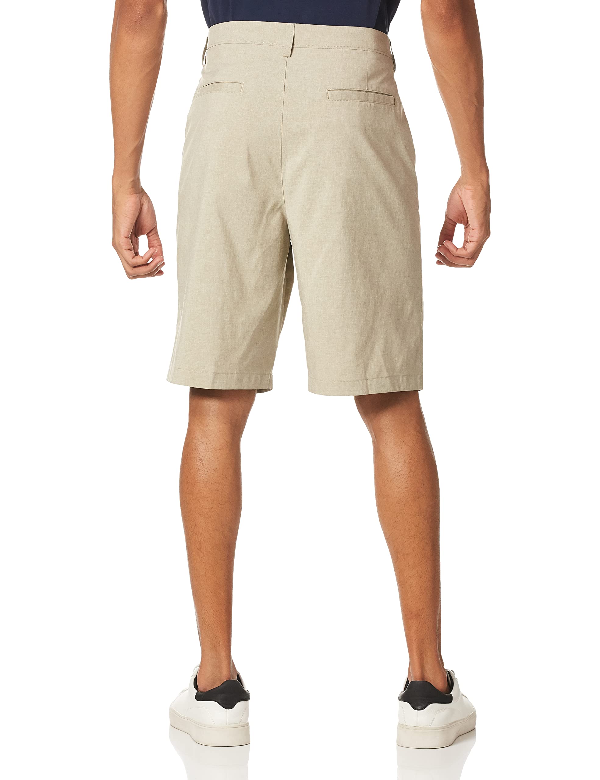 PGA TOUR Men's Flat Front Hybrid Heather Golf Short, Khaki Heather, 40