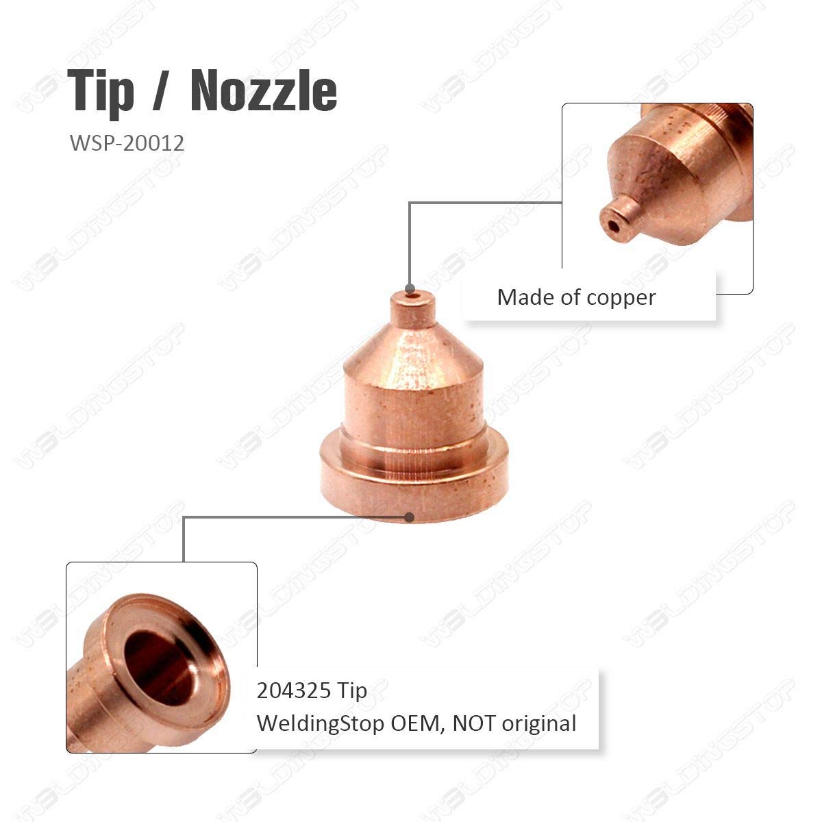 Plasma Tip 204325 40A Nozzle for Miller ICE-40C ICE-40T Torch Consumables PK/10