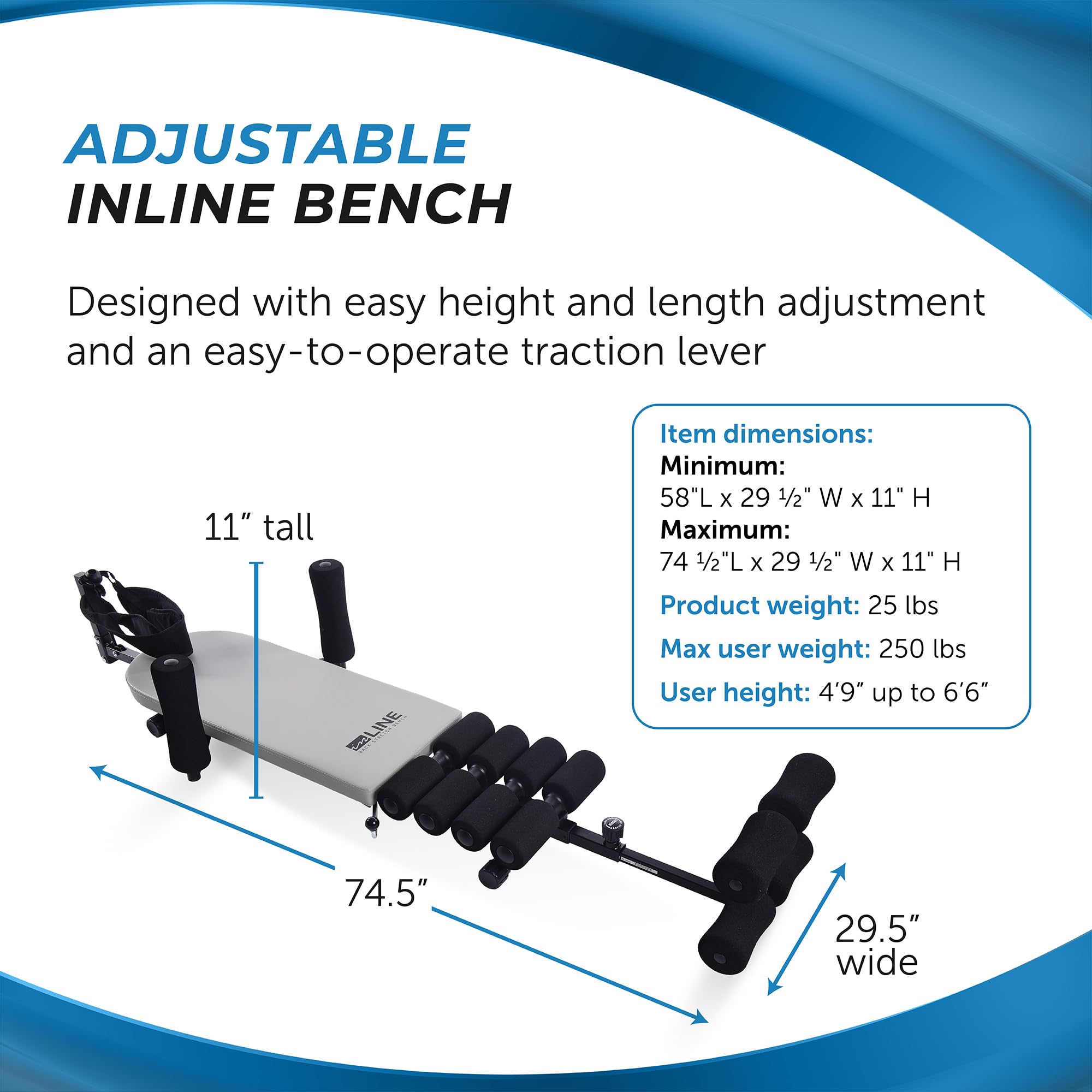 Stamina Inline Back Stretch Bench with Cervical Traction - Back Decompression, Neck Stretcher for Tension Relief - Up to 250 lbs Weight Capacity