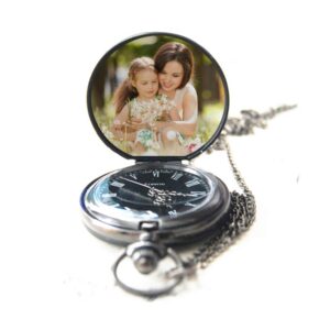 godchoices personalized pocket watch custom photo pocket watch with chain for men/women engraved with any words, a great gift for father and boyfriend. (black)