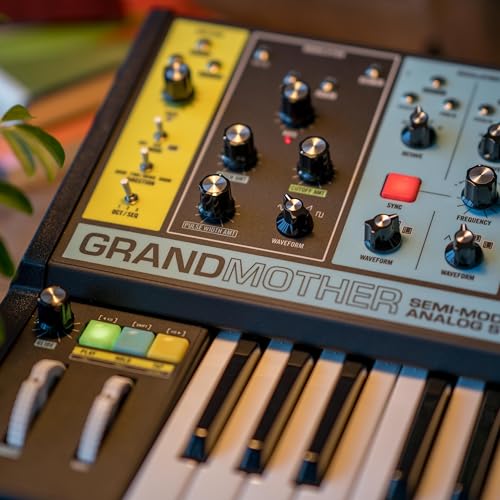 MOOG Grandmother Semi-Modular Analog Keyboard Synthesizer with 32 Keys, Built-In Arpeggiator, Sequencer and Spring Reverb Tank