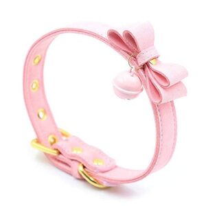 LEWECEEO PU Leather Bow Collar Necklace Choker with Bell Cat Cosplay Kitty Necklace Choker Collar for Women