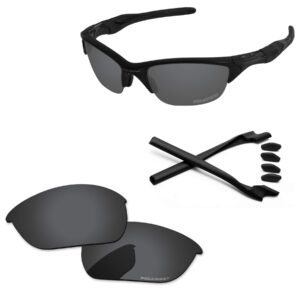 papaviva replacement lenses for oakley half jacket 2.0 oo9144 sunglass solid black polarized