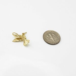 LA BLINGZ 10K Yellow Gold Flying Hummingbird DC Charm Pendant