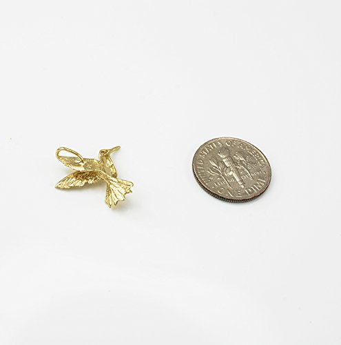 LA BLINGZ 10K Yellow Gold Flying Hummingbird DC Charm Pendant