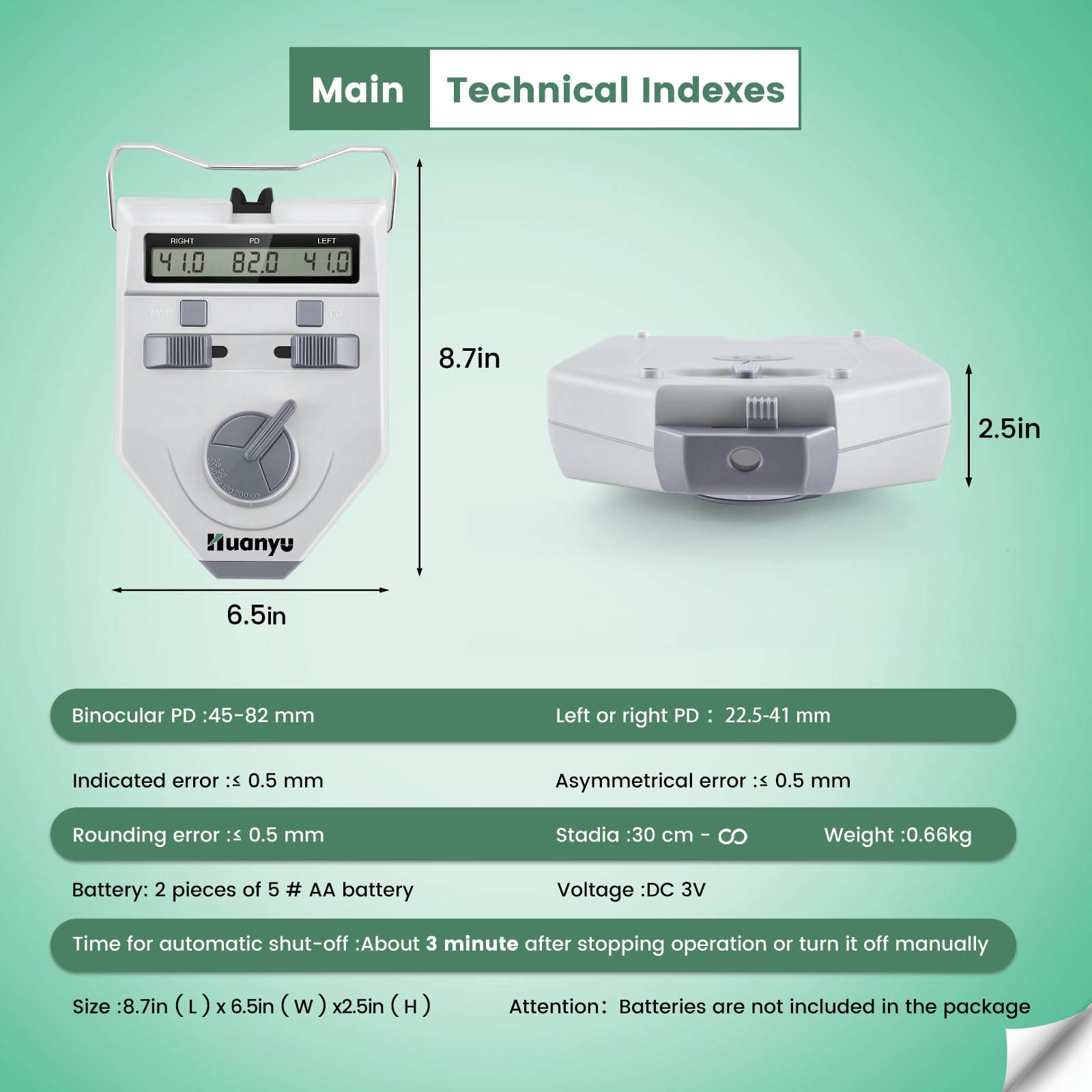 Huanyu Optical Digital Pupilometer 45-82mm Pupil Meter PD Meter Pupil Distance Meter Optical Instrument CE Approved (LY-9AT)