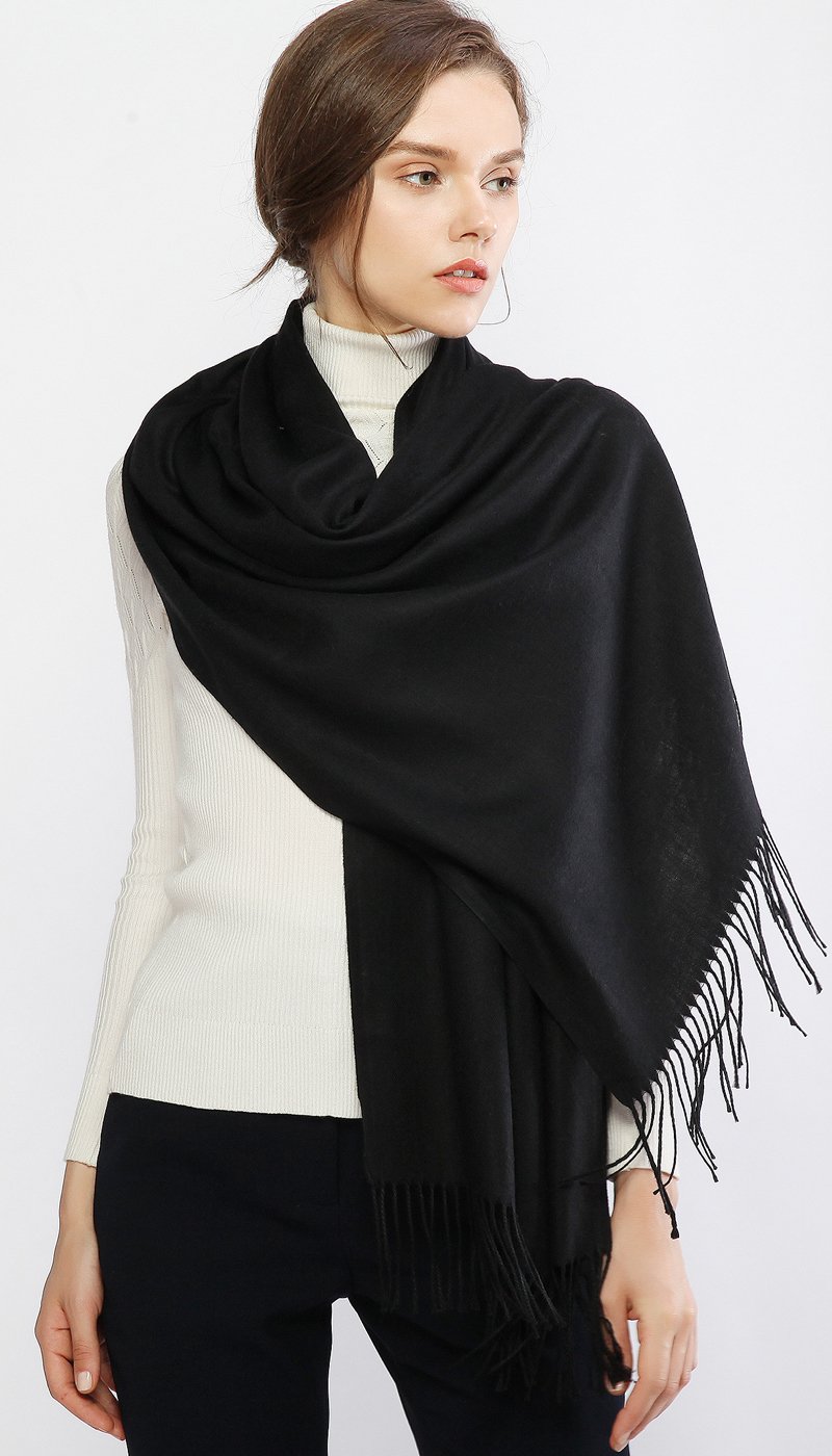 RIIQIICHY Scarfs for Women Winter Black Pashmina Shawls and Wraps for Evening Dresses Warm Large Scarves Wedding Shawl